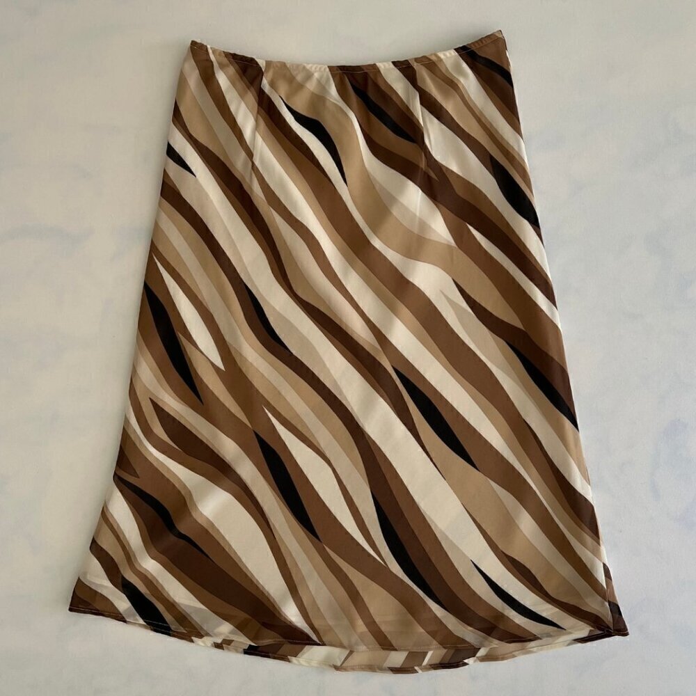 Apostrophe y2k Brown A-Line Retro Midi Skirt - Picture 3 of 6